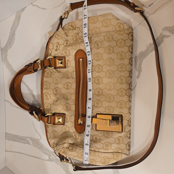 Michael Kors Calista Monogrammed Logo MK Handbag Crossbody Bag Brown - Picture 13 of 15